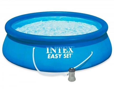 Бассейн с надувным кольцом 366х76 INTEX + фильтр-насос