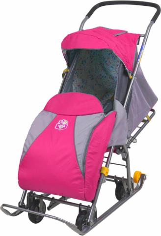 Санки-коляска "Тимка 3" Комбинированные розовый